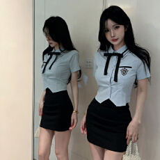 批发实拍日系学院风JK衬衣+包臀裙