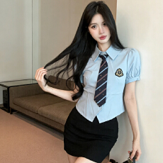 批发实拍日系学院风JK衬衣+包臀裙