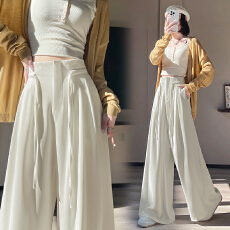 批发高级感<b class='q'>西装</b>阔腿裤<b class='q'>女</b>夏季026新款设计感高腰垂感宽松休闲拖地裤裙