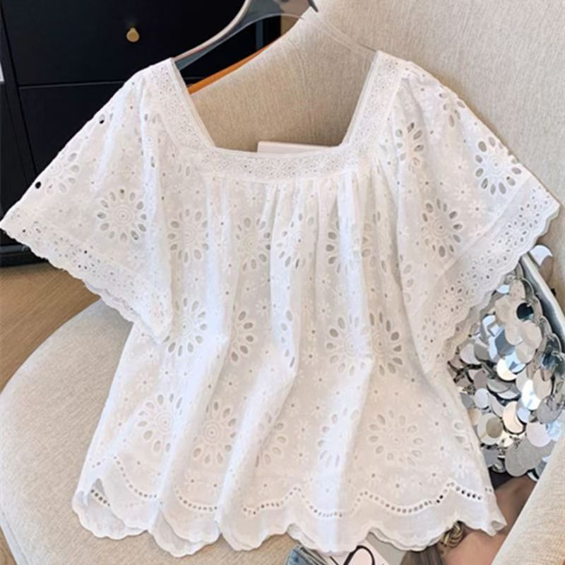 인터넷 유명인 폭발 광장 칼라 레이스 측면 다용도 달콤함 표지 배 작은 셔츠