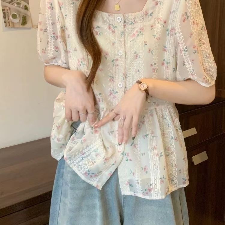 여름 ootd 착용 가져 가라. 베이비 칼라 셔츠 티셔츠 여성 여름 디자인 센스 허리 수축 몸매 가꾸기 쇼트 스타일 반팔 맨위