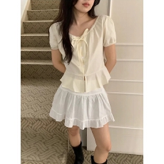 批发chic 韩系夏季<b class='q'>甜美</b>温柔蕾丝花边减龄清新百搭衬衫上衣