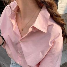 批发日系甜美通勤薄荷绿长袖衬衫女春秋宽松韩版显瘦内搭打底叠穿上衣