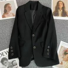 批发黑色西装高级感外套女秋季新款韩版宽松廓形气质休闲西服网红