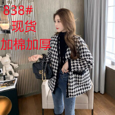 批发小香风千鸟格粗花呢外套<b class='q'>女</b>秋冬韩版宽松名媛气质棒球服ins短上衣