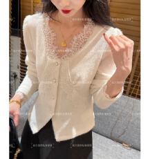 批发老赵服饰 百搭气质款V领上衣蕾丝花边打底衫上衣
