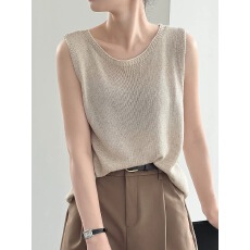 批发天丝亚麻吊带背心女外穿内搭2026夏天新款<b class='q'>宽松</b>大码针织打底上衣潮