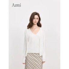 批发高级感纯色针织开衫外套女<b class='q'>春</b>秋新款宽松显瘦毛衣加背心两件套