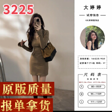 批发新款V领假口袋短裙设计感时髦显瘦秋冬女装<b class='q'>连衣裙</b>DT1710
