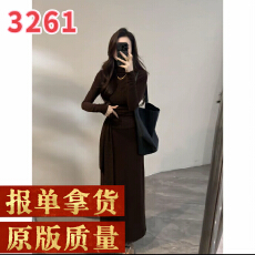 批发大婷婷长裙时尚显瘦假两件拼接秋冬设计时尚复古连衣裙DT1825