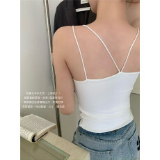 批发春夏韩版白色吊带带胸垫<b class='q'>背心女</b>内衣美背一体内搭打底抹胸无袖上衣