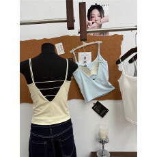 批发春夏新款韩版亲肤棉美背吊带背心女带胸垫免穿<b class='q'>文胸</b>双肩带内搭上衣