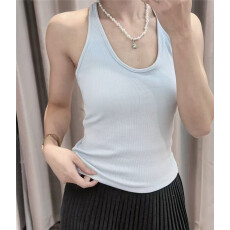 批发自带胸垫挂脖吊带美背工字<b class='q'>背心女</b>夏季新款打底上衣外穿Y字吊带