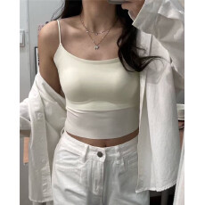 批发吊带小背心女美背冰丝内搭带胸垫一体式文胸夏季薄款美背抹胸内衣