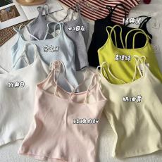 批发桃奈斯漫画胸吊带<b class='q'>背心女</b>内搭带胸垫2026新款夏季打底辣妹无袖上衣