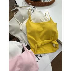 批发方领吊带背心女内搭2026新款带胸垫美背<b class='q'>文胸</b>一体抹胸无袖上衣女