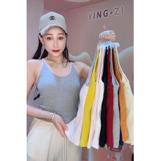 批发春夏新款带乳胶胸垫辣妹挂脖吊带工字<b class='q'>背心女</b>外穿内搭美背修身上衣