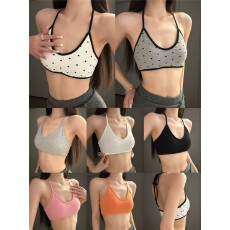 批发春夏新款波点运动<b class='q'>文胸</b>背心女<b class='q'>聚拢</b>可外穿辣妹美背健身挂脖内衣裹胸