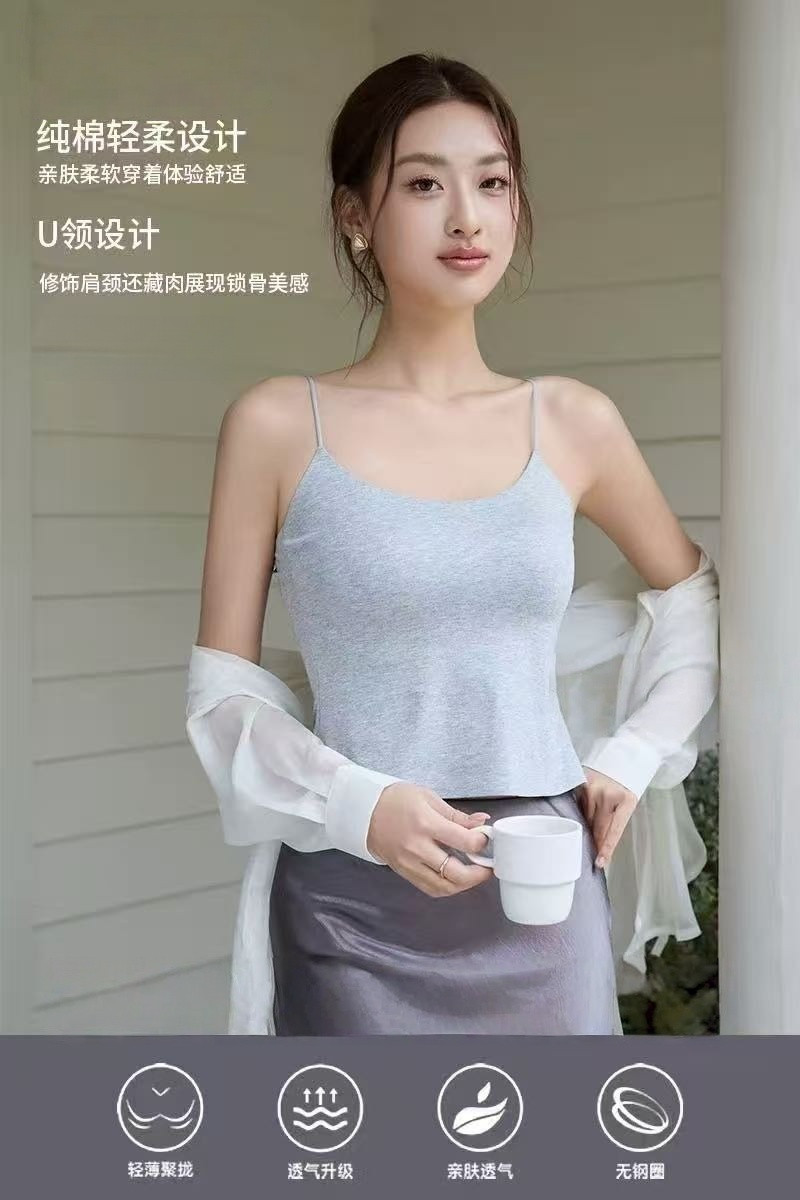 봄 여름 얼음 면 없음 흔적 다용도 보트넥 신축성 좋은 어깨끈 슬립 원피스 편안함 컵 패드 아름다움 뒤로 조끼