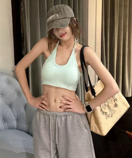 도파민 핫걸 비키니 해변가 휴가 스트랩 행침 목 슬립 탈착식 가슴 패드 아름다움 뒤로 조끼