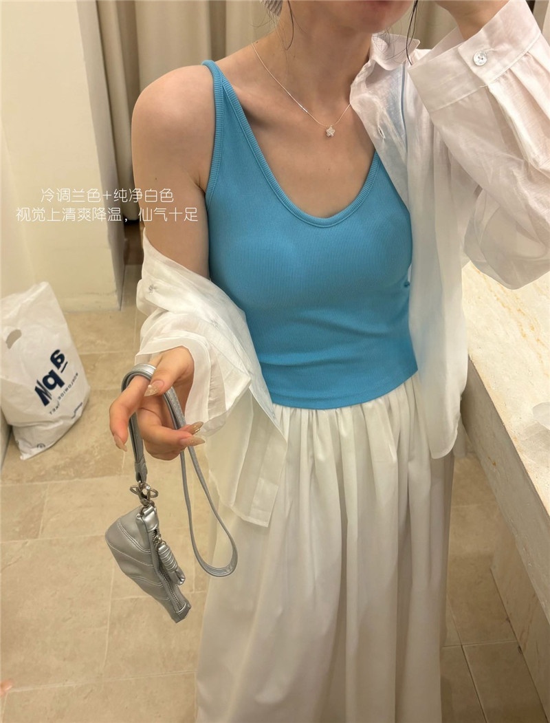 봄 여름 패션 단색 섹시함 대 u 칼라 조끼 말 카드 용 사탕 색상 시스템 라텍스 원피스 고정 컵 아름다움 뒤로