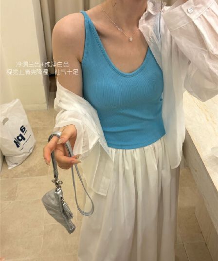 봄 여름 패션 단색 섹시함 대 u 칼라 조끼 말 카드 용 사탕 색상 시스템 라텍스 원피스 고정 컵 아름다움 뒤로