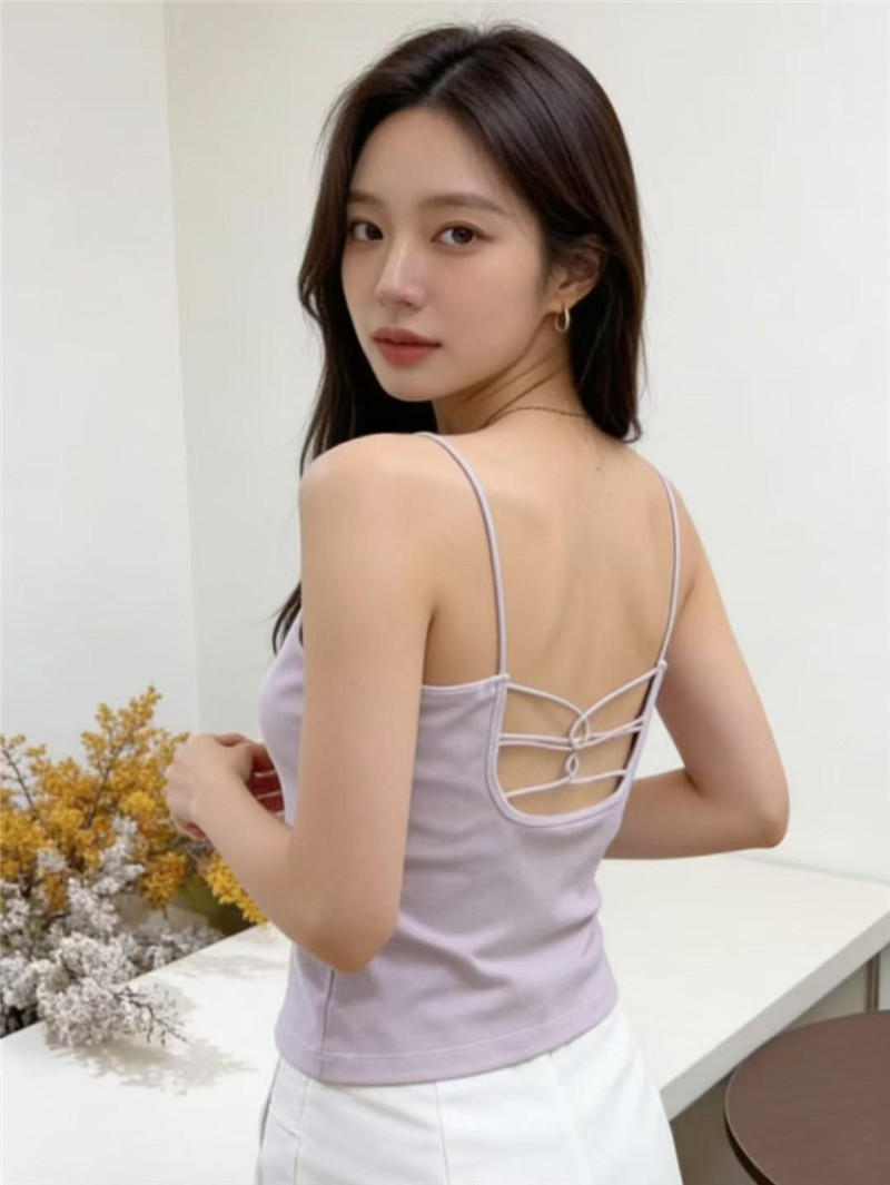 아름다움 뒤로 슬립 2026 새로운 폭발 여성 인사이드 가져 가라. 보라색 조끼 벨트 가슴 패드 해변가 착용 가져 가라. 만나는 맨위 외출용
