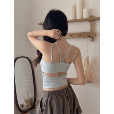 批发小清新吊带背心女夏外穿内搭带胸垫海边穿搭美背<b class='q'>文胸</b>一体辣妹上衣