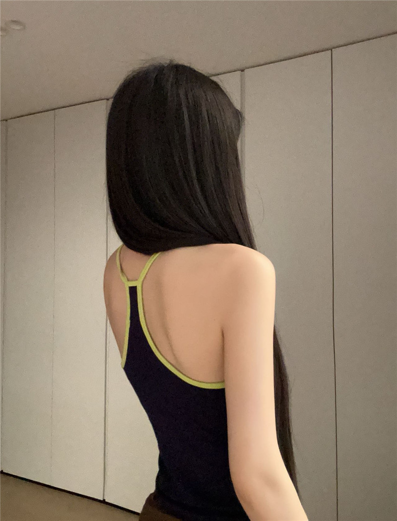 배색 여름 핫걸 단어 조끼 피트니스 휴가 수 있습니다. 달콤한 수 있습니다. 매운맛 원피스 고정 컵 아름다움 뒤로 슬립