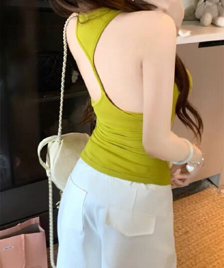 핫걸 바람 레트로 u 칼라 디자인 센스 단어 조끼 나만의 것을 가져와 라. 가슴 패드 무료 착용 bra 아름다움 뒤로 뒤로 t 단어 슬립