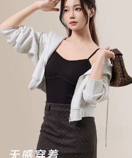 이른 가을 방적 기사 면 질감 곡물 플랫 구두 좋은 어깨 슬립 없음 강철 링 u 칼라 편안함 모으다 수 있습니다. 조정 어깨끈 아름다움 뒤로