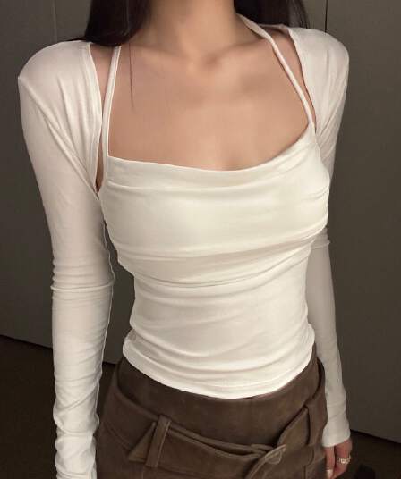핫걸 행침 목 어깨 투피스 세트 인사이드 가져 가라. 행침 목 레이스업 두꺼운 2.5cm 3 차원 가슴 패드 외부 가져 가라. 핫걸 어깨