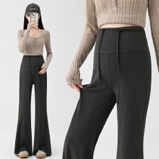 批发实拍孕妇裤子秋冬加绒款外穿2025新款秋季喇叭裤长裤不勒肚子冬装