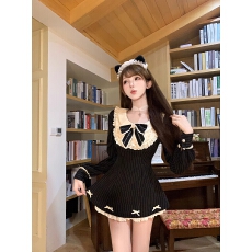 批发【瑞茜】古堡喵酱 早秋千金公主风大蝴蝶结连衣裙