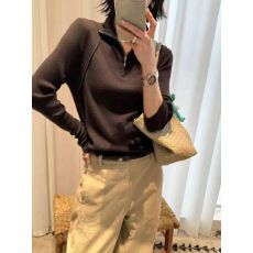 批发时尚半拉链立领软糯毛衣针织衫女2025新款爆款上衣