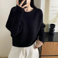 批发<b class='q'>蝙蝠衫</b>女加厚针织2025秋冬新款爆款<b class='q'>宽松</b>百搭上衣