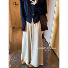 批发法式针织阔腿裤长裤卷边裤裙2025秋冬新款爆款软糯毛线<b class='q'>拖地</b>裤子