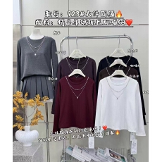 批发韩版没计感链子<b class='q'>园</b>领打底衫2025新款简约加绒上衣