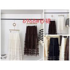 批发2026木耳边网纱半身裙春款垂顺高腰层次感蛋糕大摆裙篷蓬裙