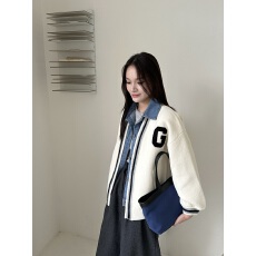 批发韩系牛仔拼接针织短<b class='q'>外套</b>女新款爆款秋季1体闲宽松百搭棒球服上衣