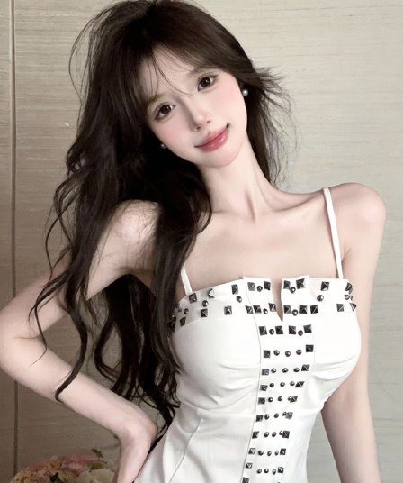 정가 실사 패션 핫걸 바람 다크 금속 징 조끼 몸매 가꾸기 튜브탑 맨위 봄 스타킹