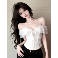 批发实价实拍法式性感蕾丝花边一字肩抹胸吊带背心收腰鱼骨<b class='q'>塑</b><b class='q'>身</b>胸衣