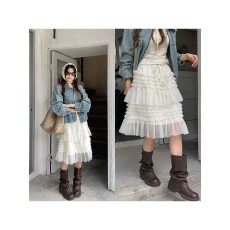 批发乌77绿色层次感网纱蓬蓬蛋糕裙女韩版高腰<b class='q'>显瘦</b>百搭小个子a字裙春