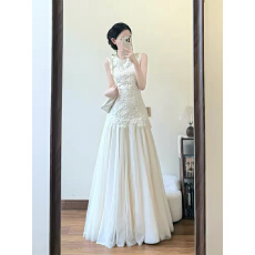 批发富家千金风<b class='q'>亮片</b>蕾丝<b class='q'>背心</b>连衣裙女生日礼服高级感气质收腰网纱长裙