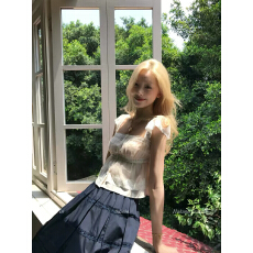 批发8uioio 蝉鸣盛夏 法式蕾丝小衫上衣女夏季2026新款设计感短袖衬衫