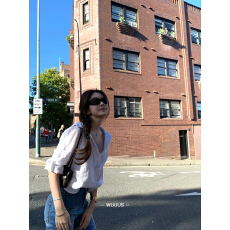 批发Wuuus【松弛派】条纹/白色 100%亚麻<b class='q'>衬衫</b>女夏薄款长袖<b class='q'>衬衣</b>老钱风