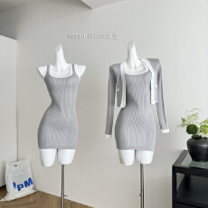 批发titi小姐姐韩淑女针织套装女<b class='q'>秋</b>季包臀连衣裙短款小开衫两件套