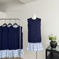 批发马君妍同款天丝<b class='q'>桑蚕丝</b>撞色拼接<b class='q'>连衣裙</b>女2025秋新款裙子