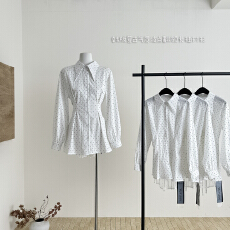 批发夏季新款甜美收腰波点气质长袖通勤百搭<b class='q'>衬衫</b>