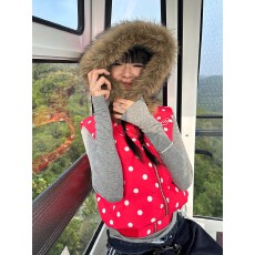 批发自制美式波点满印毛领棉<b class='q'>马甲</b><b class='q'>男</b>女秋冬宽松百搭休闲叠穿外套